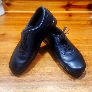SAS Traveler Lace-Up Leather Moccasin Shoes Size 7 1/2M Black